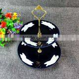 Dark Bule And Gold Support Bone China Porcelain Plate Stand Cake Docerating Tools thumbnail-2