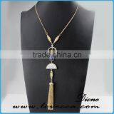 2017 Turquoise Stone Tassel Necklace Long Stone Tassel Necklace thumbnail-3