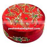 Round Zari Hand Embroidery Jewellery Boxes thumbnail-1