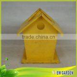 Yellow Wooden Decorative Wheelbarrow Planter For Gardens,House Shape Flower Pot thumbnail-5