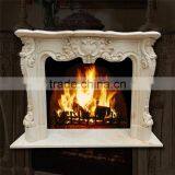 Luxury Indoor Decoration Hand Carved Beige Marble Fireplace thumbnail-1