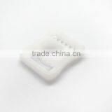 White Chin Strap Buckle in 5/8", Plastic Adjustable Buckle With Teeth In White, Plastic Adjustable Loop With Teeth in White thumbnail-5