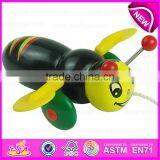 Cartoon Animal Bee Design Kids Hand Push Toy,Preschool Baby Lovely Animal Toys Wooden Little Bee Push Toy W05B111 thumbnail-2