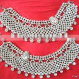 Bridal Silver Crystal Broad Payal ANKLETS Pair Feet Bracelet thumbnail-4