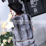2016 Luxury Real Fox Fur Vest Waistcoat Autumn Winter Genuine Women Fur Gilet Outerwear Coats Lady X-Long Overcoat thumbnail-3