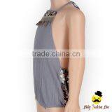 Harem Style Gray Color Halter Fringe Infant Newborn Baby Boy Vintage Romper Grows Clothes thumbnail-5