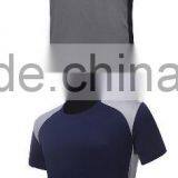 Polyester Short Sleeve Gym Quick Dry Stringer Blue White T-shirt thumbnail-5