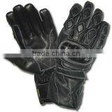 Black Leather Motorcycle Gloves thumbnail-1