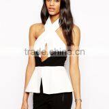 Karlie Peplum Bodysuit With Cross Front thumbnail-1