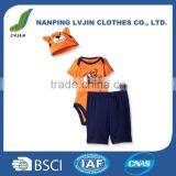 High Quality Cotton Baby Boys 3 Pack Bodysuit, Cap, and Pant Set thumbnail-1