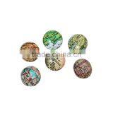 Round Silver Tone At Random World Map Pattern 18mm Resin Snap Button For Bracelets , Knob Size: 5.5mm