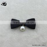 Black Satin Bowknot Deign Ornament for Shoe Decoration With Metal Clip thumbnail-1