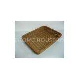 Rectangular Plastic Rattan Bread Basket Handmade Restaurant Use thumbnail-1