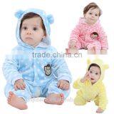 Kids Cartoon Thick Coral Velvet Embroidery Romper Climb Clothes Baby Romper thumbnail-1