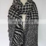 New Winter Zebra Houndstooth Pattern Acrylic Scarf thumbnail-2