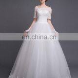 Off-shoulder Lace Wedding Dress A Line Slim Floor Length Bridal Gown thumbnail-2