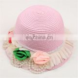 wholesale girl pink summer beach paper straw hat