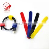 Hot sale colorful nylon double side hook and loop cable tie with printing logo