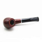 150mm Length Wooden Resin Short Tobacco Pipe With Big Red Round Head for Smoking thumbnail-4