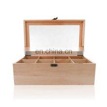 Hot Sale Customized Unfinished Hinge Lid Acrylic Lid Wooden Box thumbnail-2
