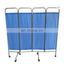 High Quality Portable 4 Folding Stainless Steel Frame 3-part Waterproof Movable Hospital Medical Ward Screen thumbnail-2