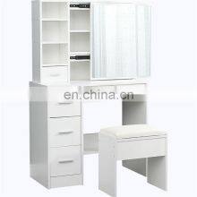White Jewellery Cabinet Bedroom Sliding Mirror Dressing Table