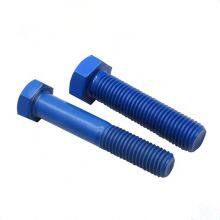 BLUE PTFE COATING CORROSION RESISTANT HEX HEAD BOLT WITH NUT AND WASHER thumbnail-2
