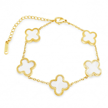 Fashion Jewelry Lucky High Quality Shell 18k Gold Plated Four Leaf Clover Bracelet thumbnail-5