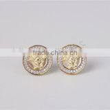 Factory Direct Sale Round Shape Zicon 925 Silver Stud Hip Hop Medusa Earring Jewelry thumbnail-3