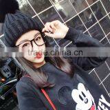 Wholesale Fashion Ladies Printed Real Fur Detachable Pom Pom Beanie Cap thumbnail-2