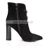 sexy stiletto high heel boots pointed toe beaded black diamond front zipper oem western boots