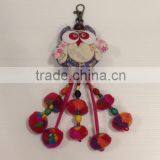 Hmong Handmade Cute Owl Keychain With Ponpons thumbnail-1