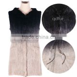 QD30457 Western Ladies Wear Clothes Women Knitted Mink Fur Long Vest From China Gilet