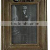 Large Antique Wood Carved Hanging Mirror Framed thumbnail-1