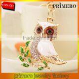 Cute Owl Branch White Crystal Charm Purse Handbag Car Key Keyring Keychain Gift