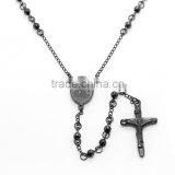 wholesale catholic jewelry bead necklace stainless steel chain souvenirs rosary parts 4MM blace bead