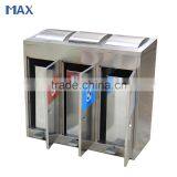 Outdoor Public 3 Compartments Stainless Steel Foot Pedal Bin,trash Bin,garbage Bin thumbnail-3