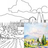 ROSA Talent Cotton Canvas Panel with Outline "The landscape 20", 30x40cm