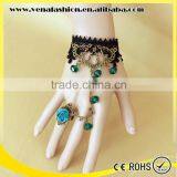 Crystal Lace Bracelet Ring, Gold Bracelet Connected Ring thumbnail-3