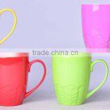 Bright Colored Ceramic New Bone Coffee Mug With Embossment
