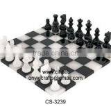 Black & White Marble Borderless Chess Sets