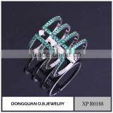 Costume Jewelry Supplies Fashion Black Gold Jewelry Green Stone Finger Ring thumbnail-6