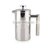 Stainless Steel 1L Mirror Polish Double Wall Coffee Press