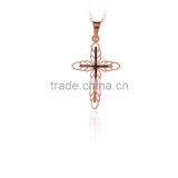 14K Solid Gold Trend Art Cross Charm Necklace thumbnail-1