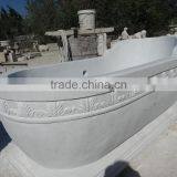 Half Hand Carved Free Standing Marble Stone Bathtub thumbnail-6