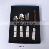 Steel Cutlery Set Mirror Polished With White MOP Handle thumbnail-1