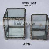 Plain Glass and Brass Box in Square Shape With Brass Fittings in Nickel Finish