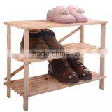 Japanese Style Paulownia Wooden Shoes Rack With Three Layers thumbnail-3