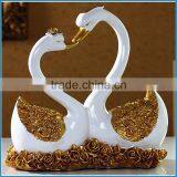 Gold Resin Swan Couple Decoration, Resin Statues thumbnail-5