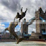 Outdoor Garden Decoration Metal Craft Bronze Dolphin Outdoor Statues